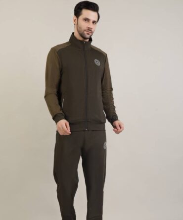 Men's contrast sleeve high neck tracksuit set