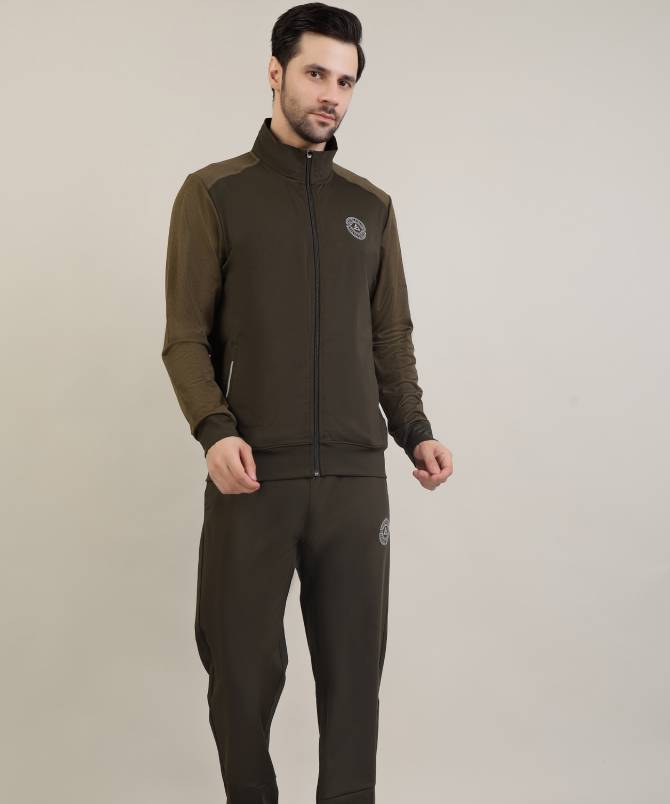 Men's contrast sleeve high neck tracksuit set