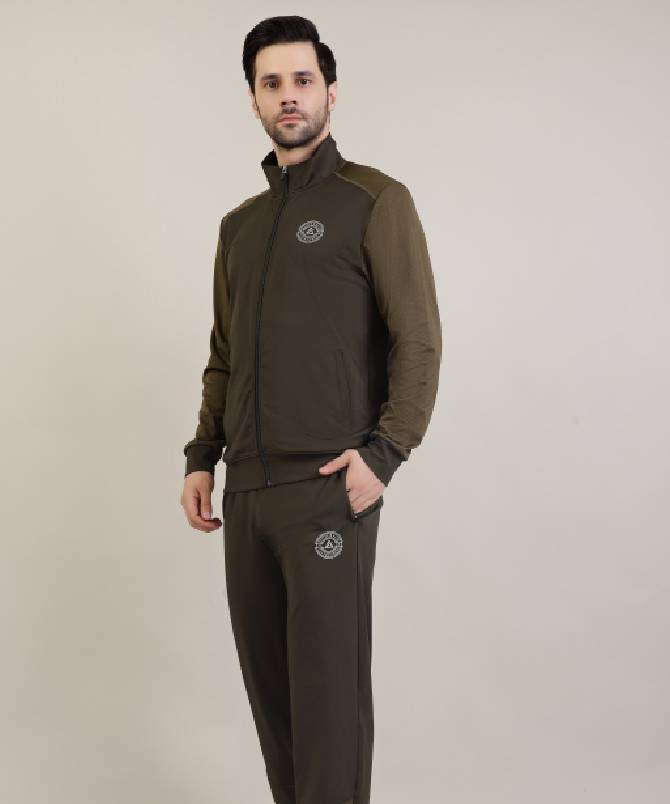 Men's contrast sleeve high neck tracksuit set - Image 3