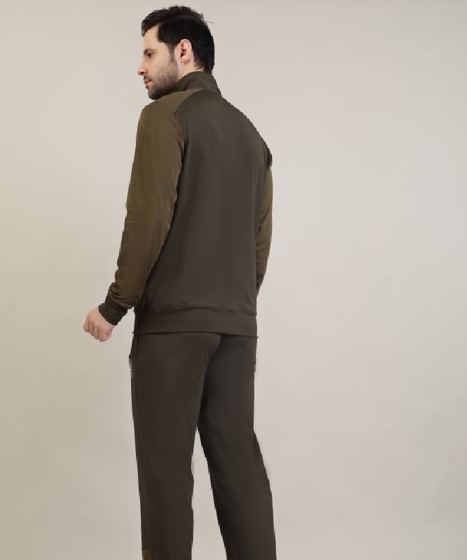 Men's contrast sleeve high neck tracksuit set - Image 2