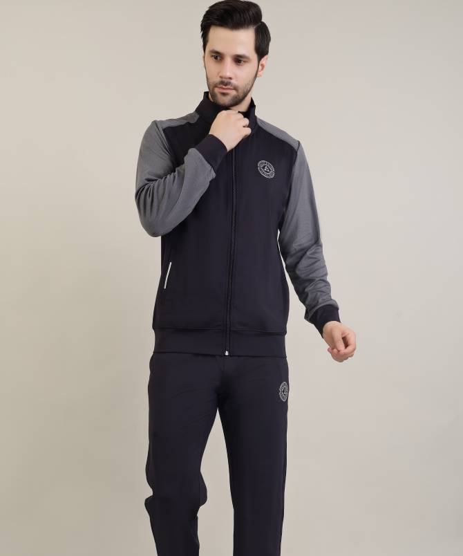 Men's contrast sleeve high neck tracksuit set