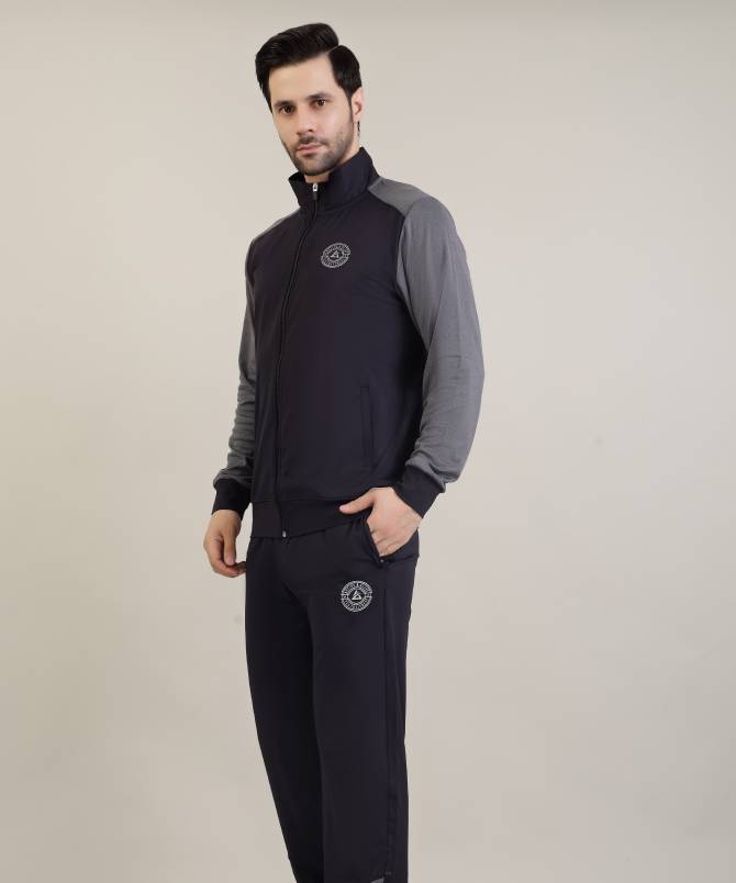 Men's contrast sleeve high neck tracksuit set - Image 3