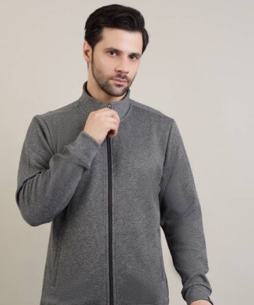 Men's PREMIUM TEXTURED FULL ZIP JACKET grey