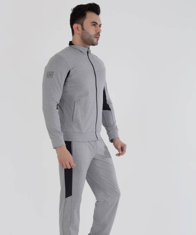 Men's contrast panel full zipper tracksuit set - Image 5