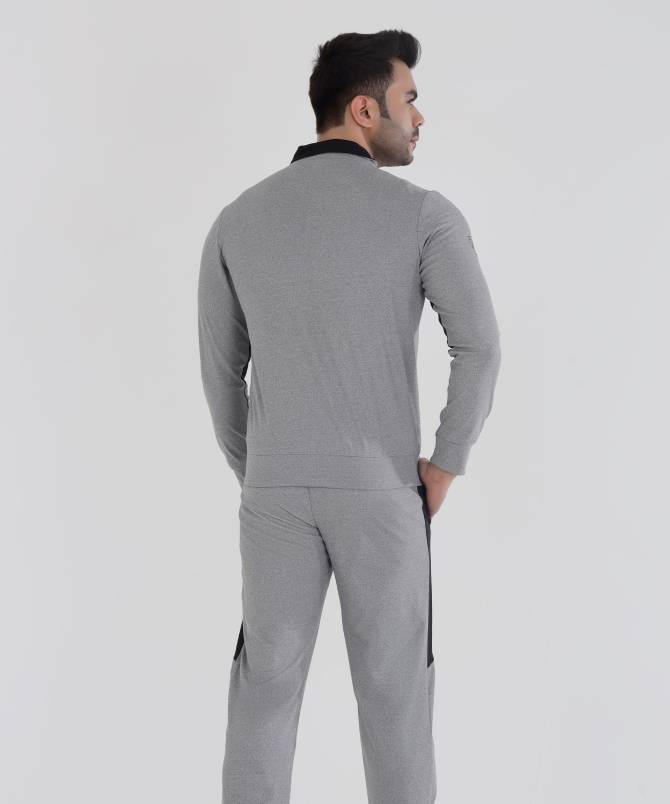Men's contrast panel full zipper tracksuit set - Image 2
