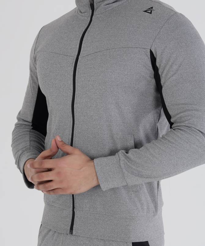 Men's contrast panel full zipper tracksuit set - Image 3