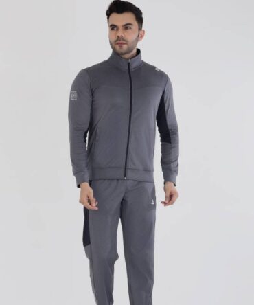 Men's contrast panel full zipper tracksuit set