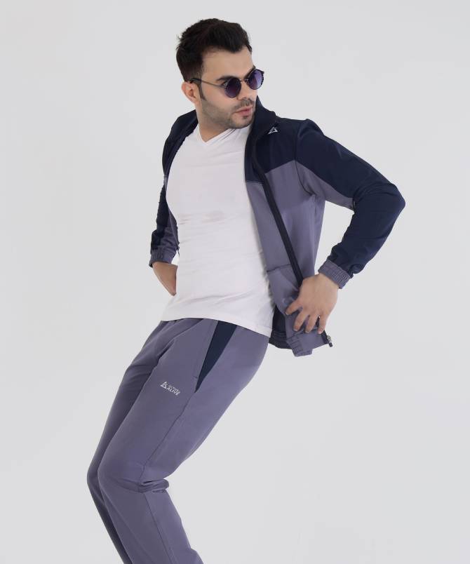 Men's v panel high neck woven tracksuit set - Image 6