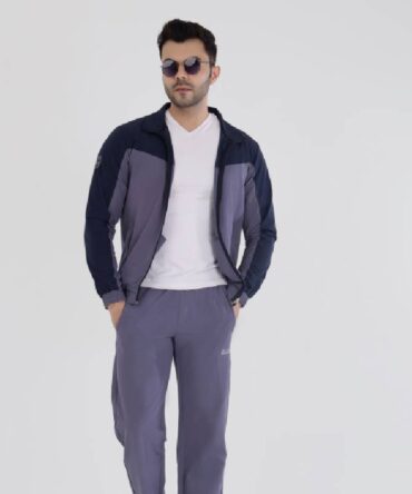 Men's v panel high neck woven tracksuit set