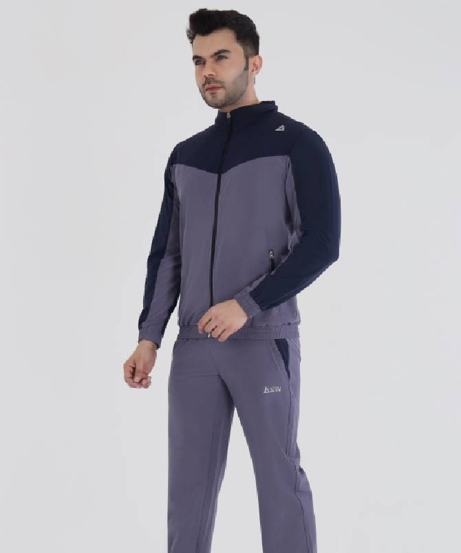 Men's v panel high neck woven tracksuit set - Image 2