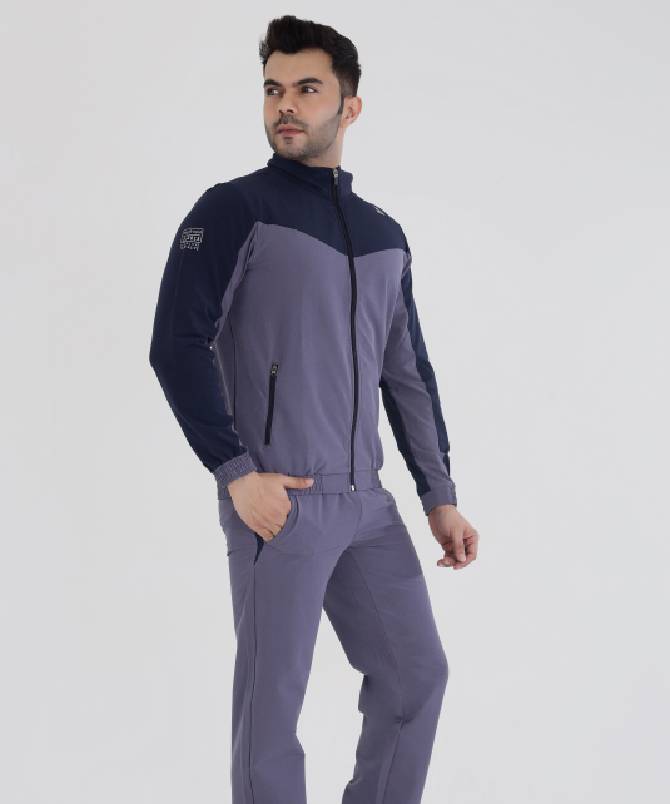 Men's v panel high neck woven tracksuit set - Image 3