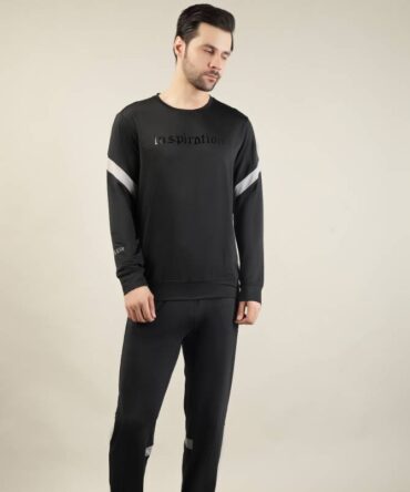 Men's athletic crew neck sweatshirt with track pant set