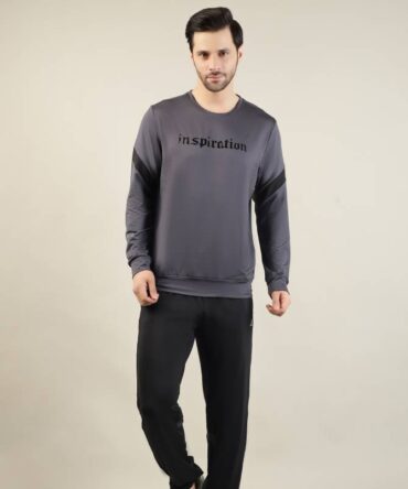 Men's athletic crew neck sweatshirt with track pant set