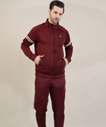 Men's striped panel full zip tracksuit set