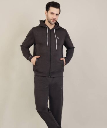 Men's hooded fleece full zip tracksuit set
