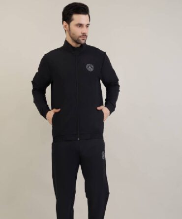 Men's classic black high neck woven tracksuit set