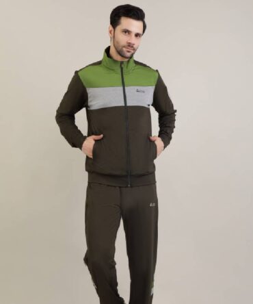 Men's tri colour high neck tracksuit set