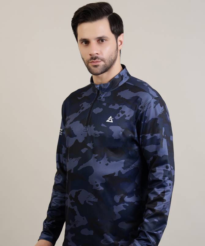 Men's grey full sleeve performance half zip t shirt - Image 3