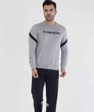 Men's athletic crew neck sweatshirt with track pant set